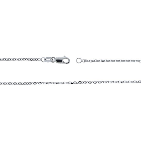 22" Cable Rolo Link Chain Necklace 14k White Gold - Picture 2 of 3